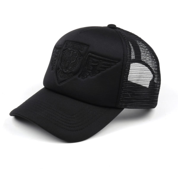 Tiger Wings Black Trucker Hat With Black Embroidery